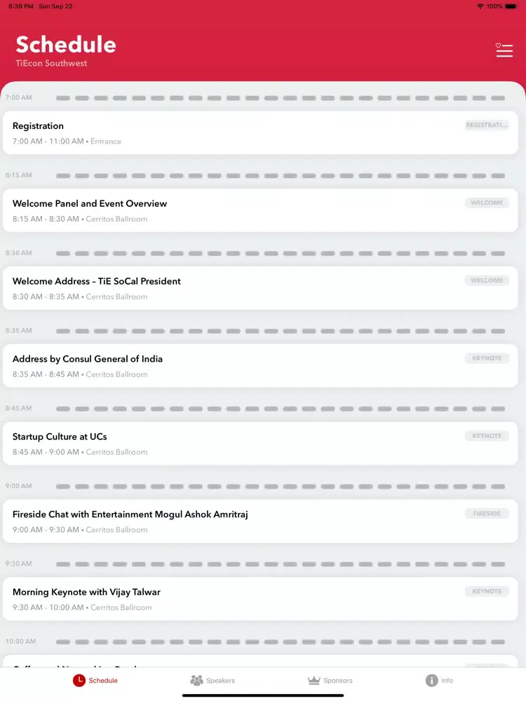 TiECon Southwest iPad  Screenshots