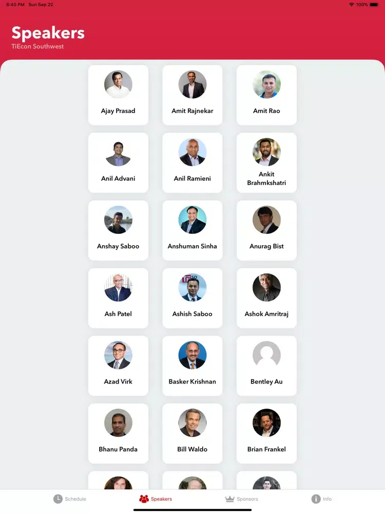 TiECon Southwest iPad  Screenshots