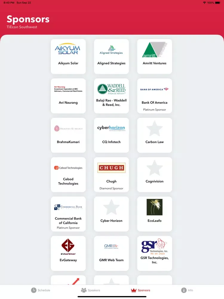 TiECon Southwest iPad  Screenshots