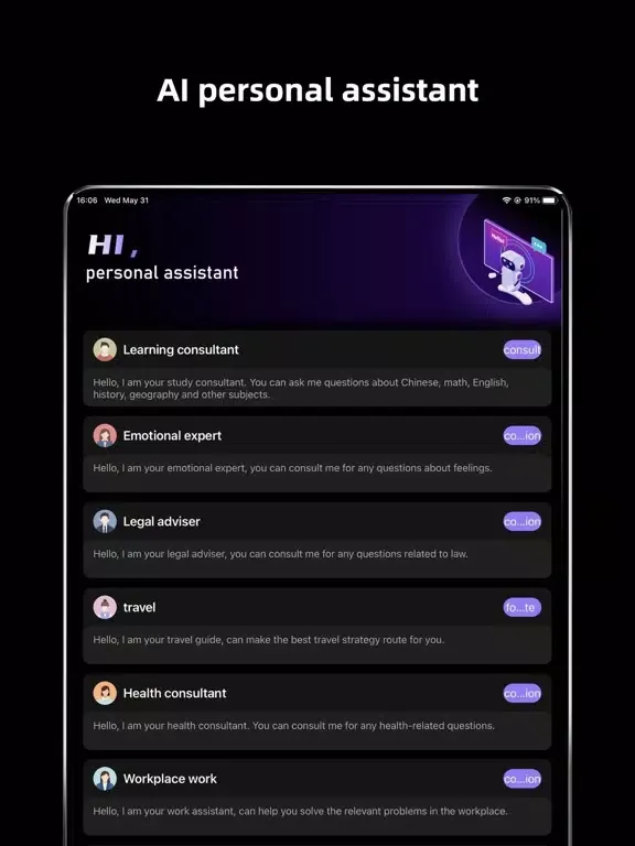 Chat AI-Ask AI Open Bot iPad Screenshots