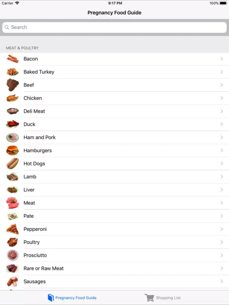 Pregnancy Food Guide iPad  스크린샷