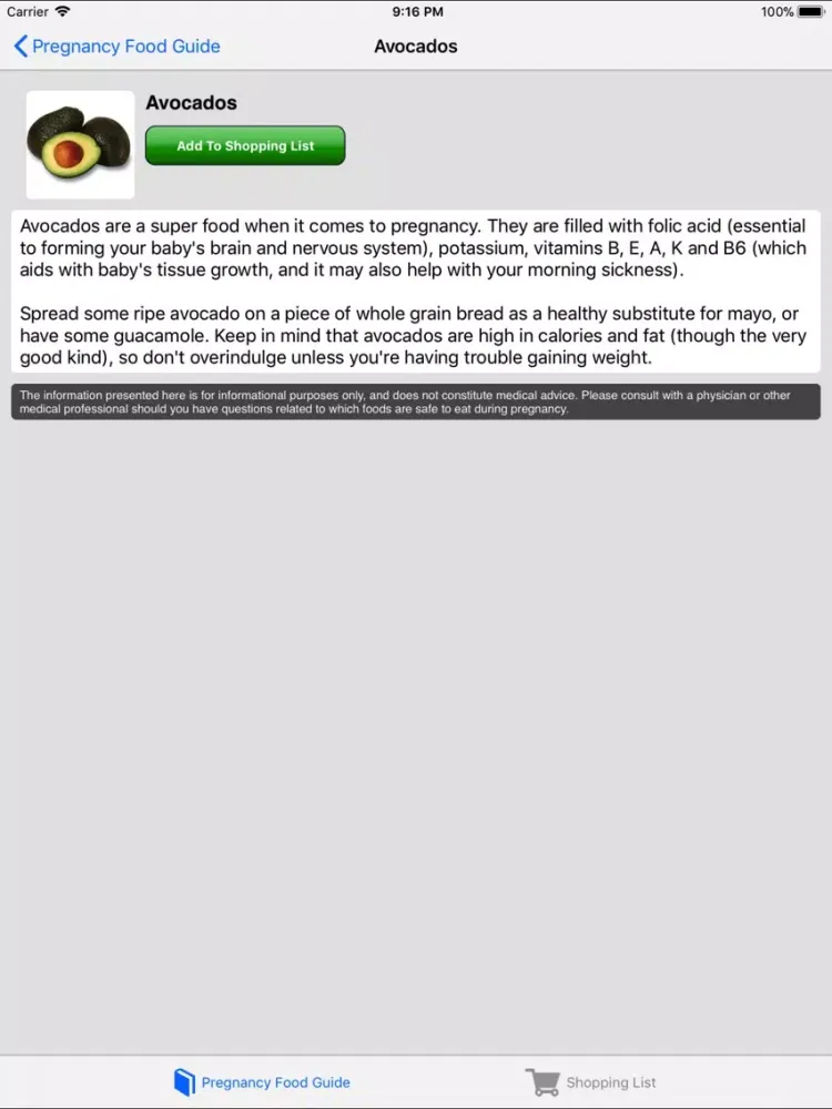 Pregnancy Food Guide iPad  스크린샷