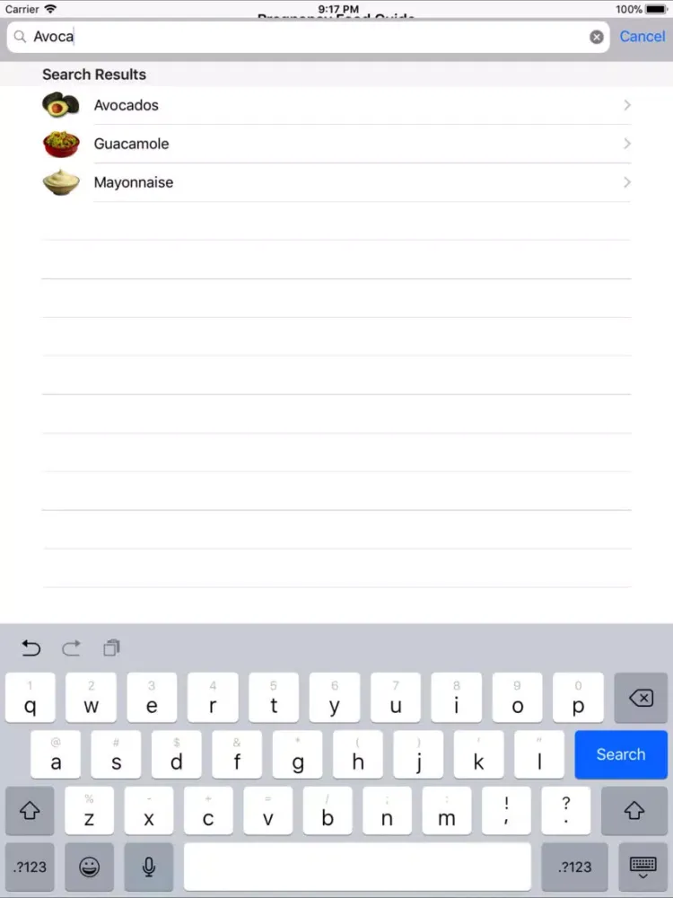 Pregnancy Food Guide iPad  스크린샷