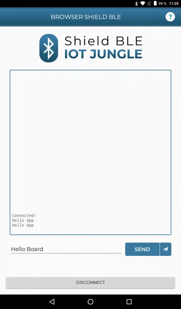 ภาพหน้าจอของ BLE Browser