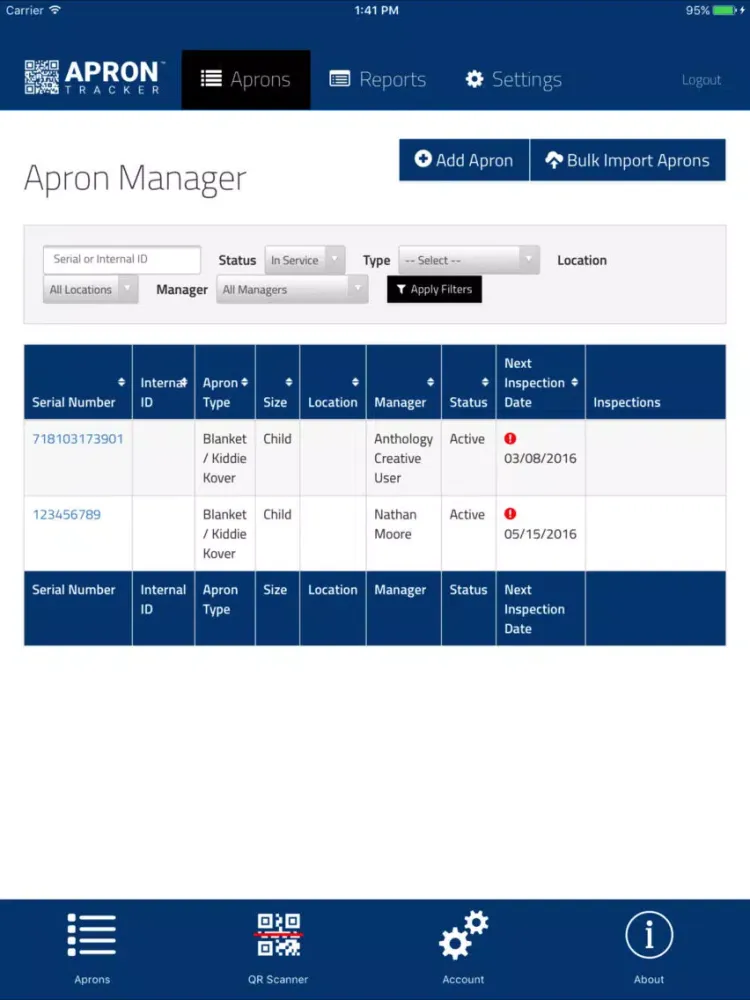 Apron Tracker iPad  سکرین شاٹس