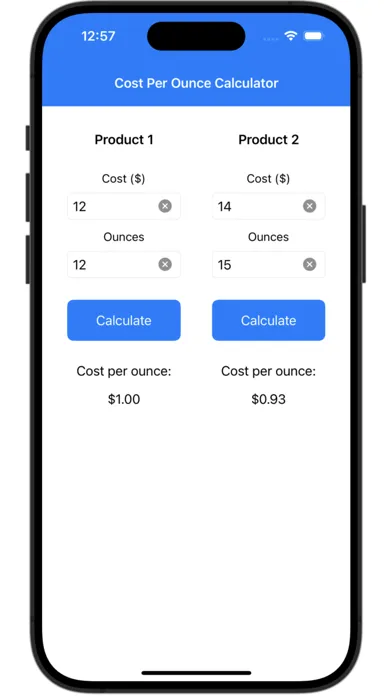 Captures d'écran de Cost Per Ounce Calculator