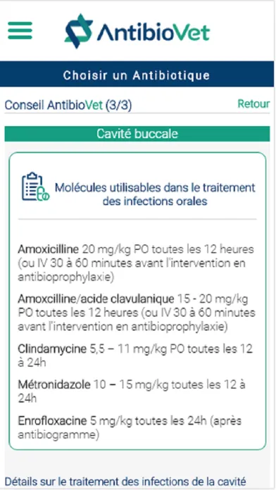 Capturas de tela do AntibioVet : Chiens et Chats
