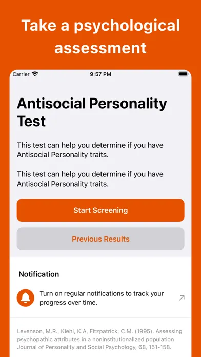 Zrzuty ekranu Antisocial Personality D. Test