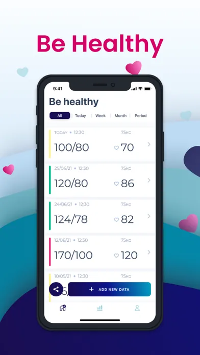Capturas de tela do Blood Pressure Diary: UHealthy