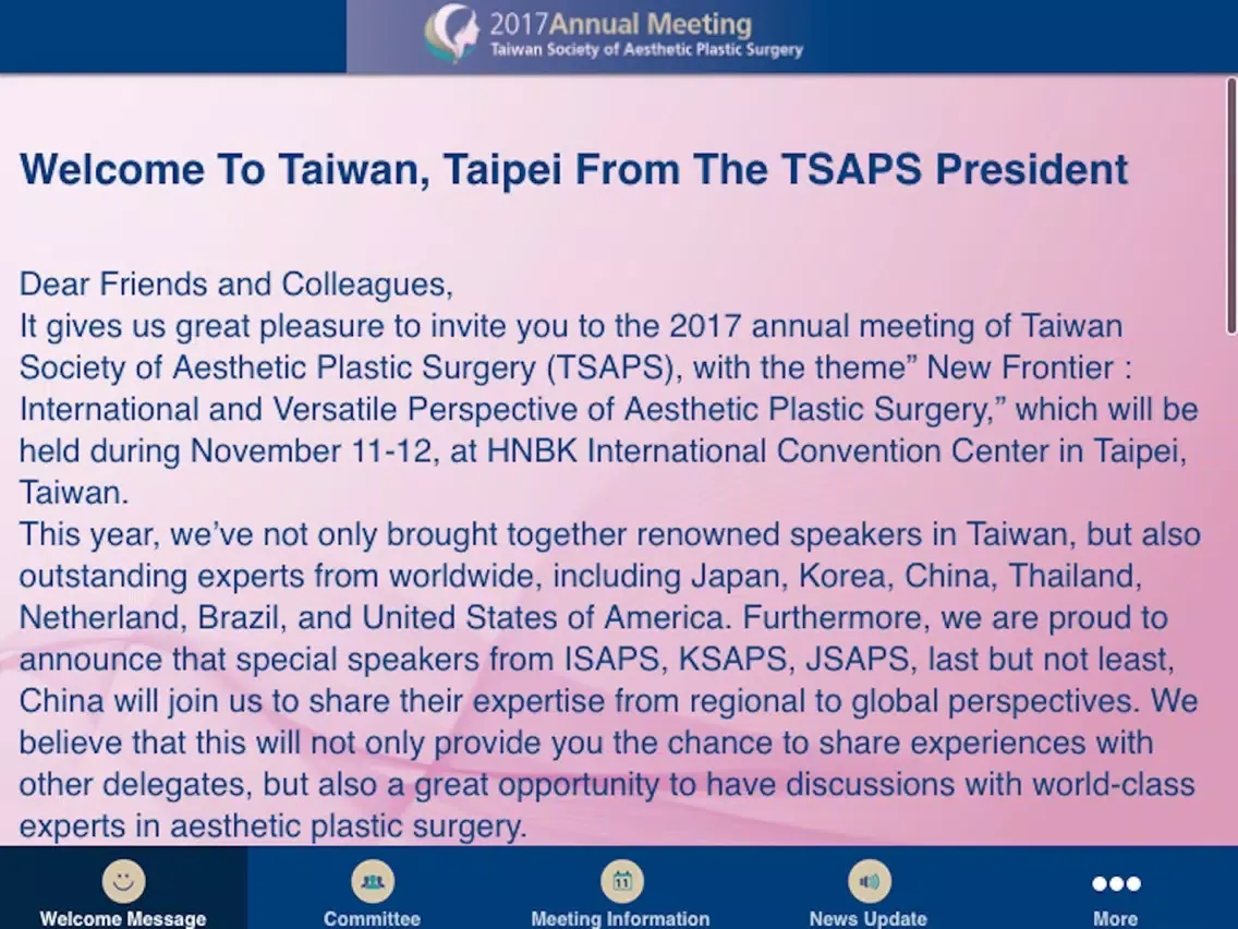 2017 TSAPS Annual Meeting iPad  Ekran Görüntüleri