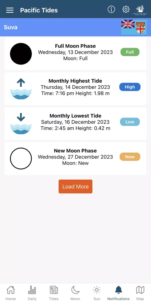 Ảnh chụp màn hình của Pacific Tides