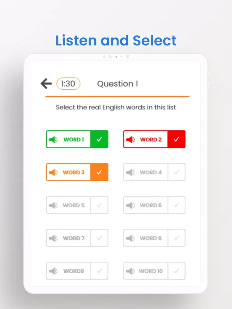 Capturas de tela do Duolingo English Test Practice iPad 
