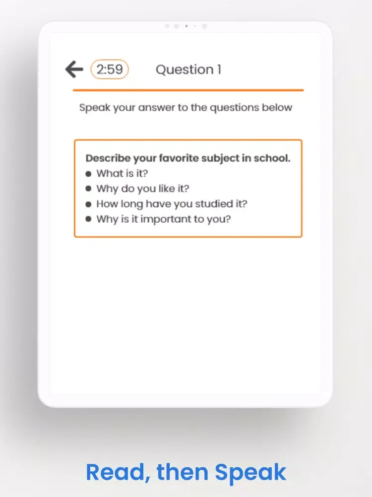 Capturas de tela do Duolingo English Test Practice iPad 