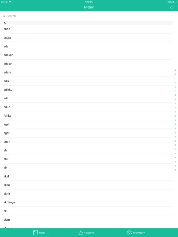 Malay-English Basic Dictionary iPad  Screenshots