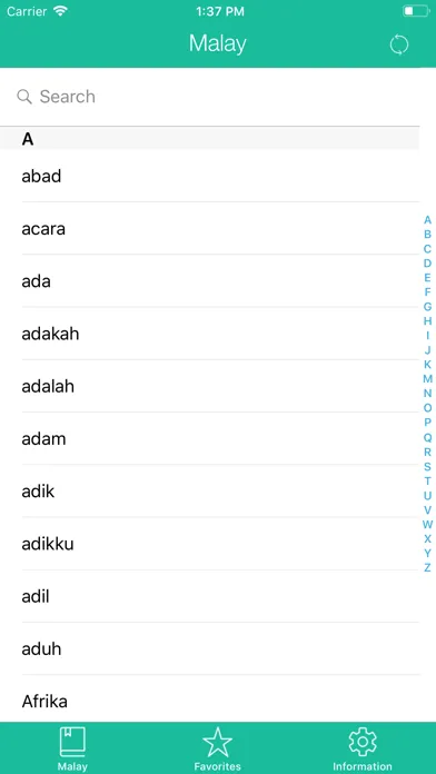 Malay-English Basic Dictionary Screenshots