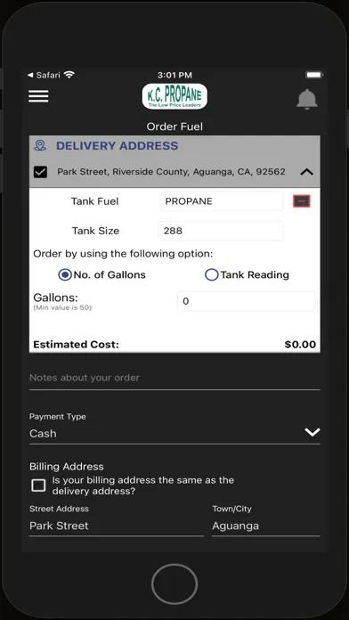 Tangkapan layar KC Propane