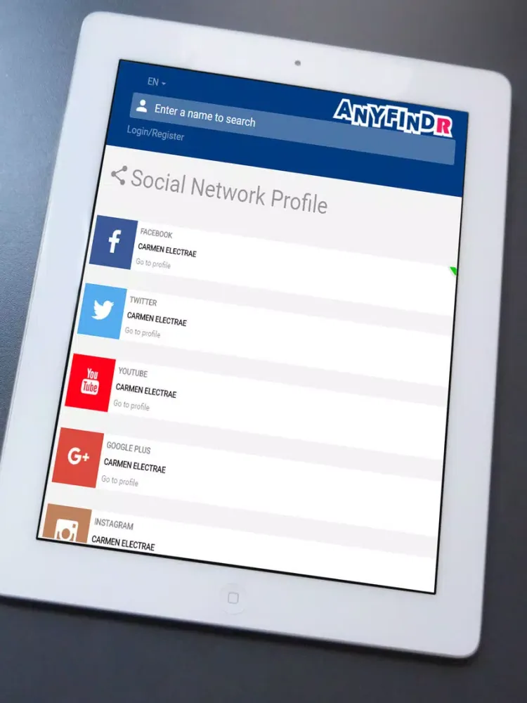تصاویر anyfindR - Find any person online in one search iPad 