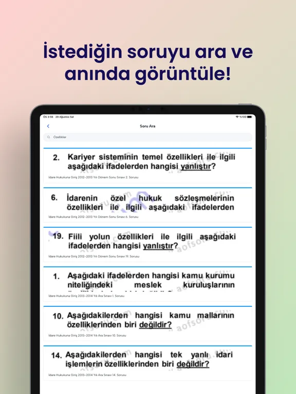 AÖF Soru iPad  Ekran Görüntüleri