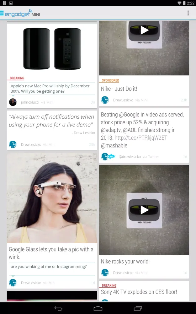 Engadget Mini Screenshots
