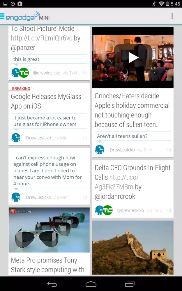 Engadget Mini Screenshots