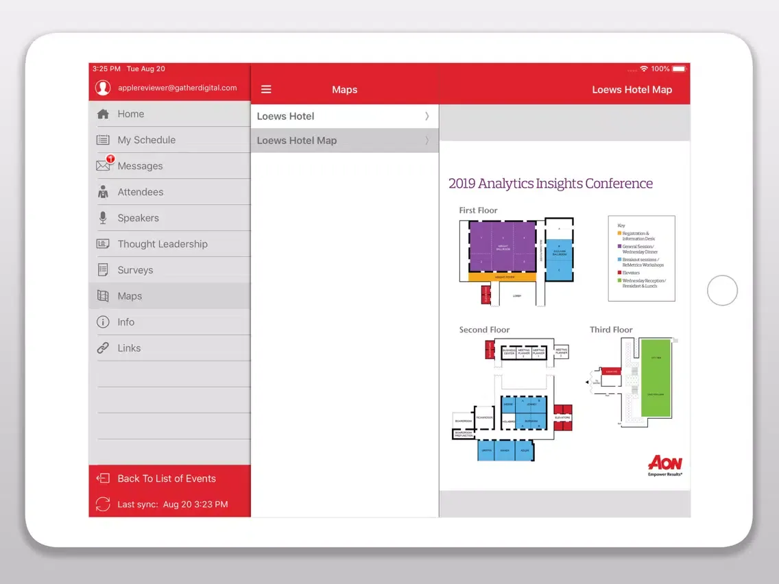 Capturas de pantalla de Aon Events iPad 