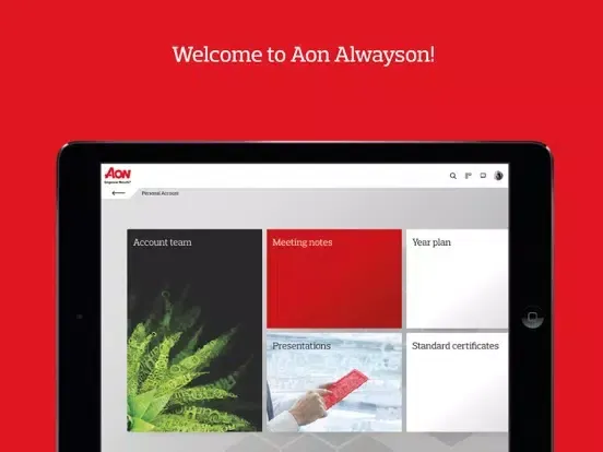 Ảnh chụp màn hình của Aon Alwayson iPad 