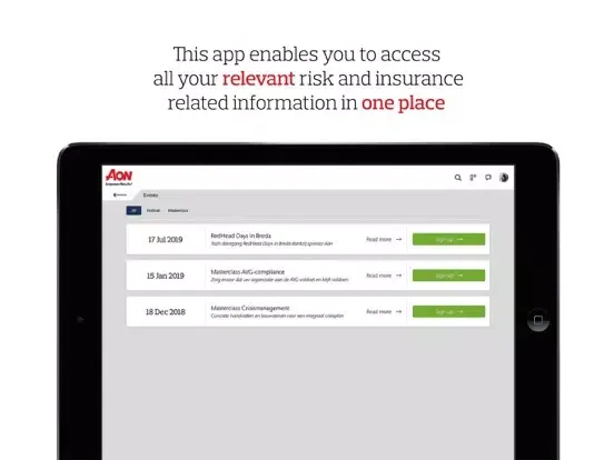 Ảnh chụp màn hình của Aon Alwayson iPad 