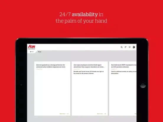 Ảnh chụp màn hình của Aon Alwayson iPad 