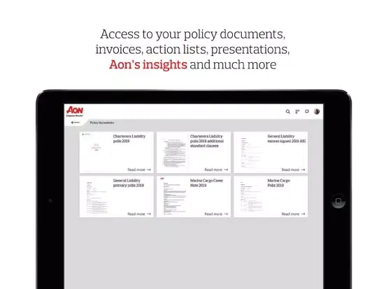 Ảnh chụp màn hình của Aon Alwayson iPad 