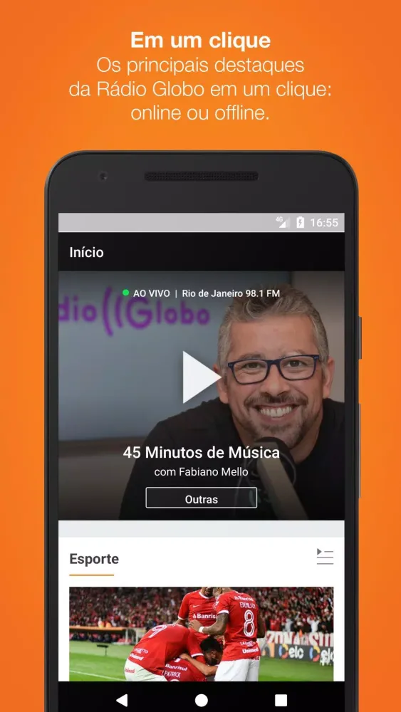 Capturas de tela do Rádio Globo