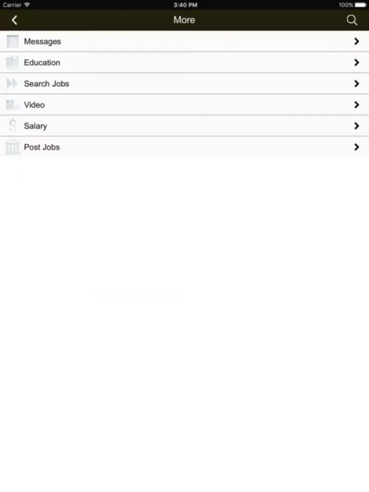 Tangkapan layar Higher Education Jobs iPad 