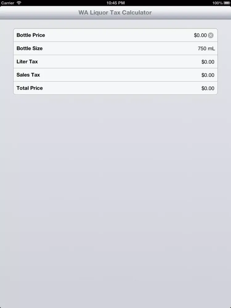 Ảnh chụp màn hình của WA Liquor Tax Calculator iPad 