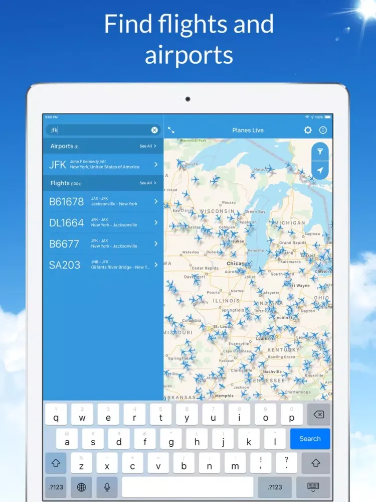 Planes Live: Flight Tracker iPad  Screenshots
