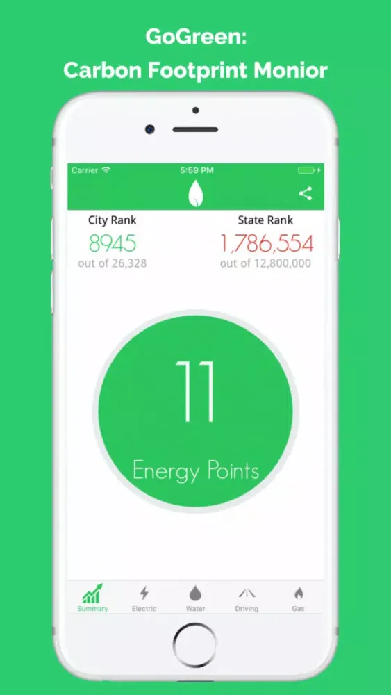 Capturas de tela do GoGreen: Carbon Tracker
