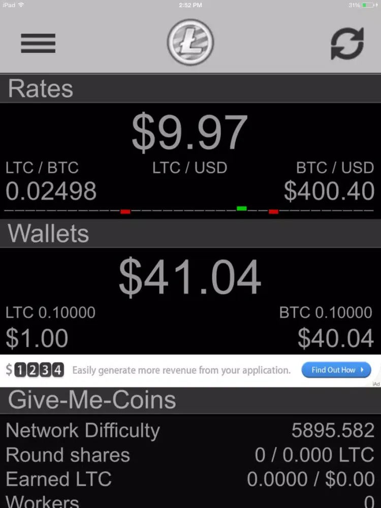 Capturas de tela do Miner Stats iPad 