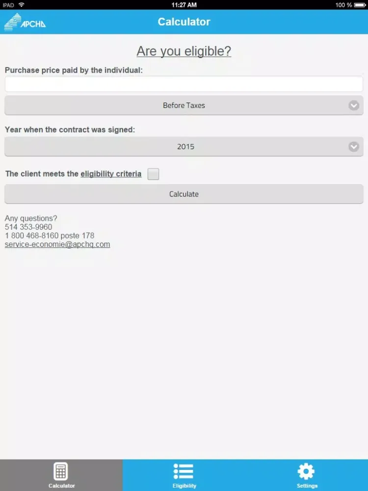 New housing tax and rebate calculator - APCHQ iPad 应用截图