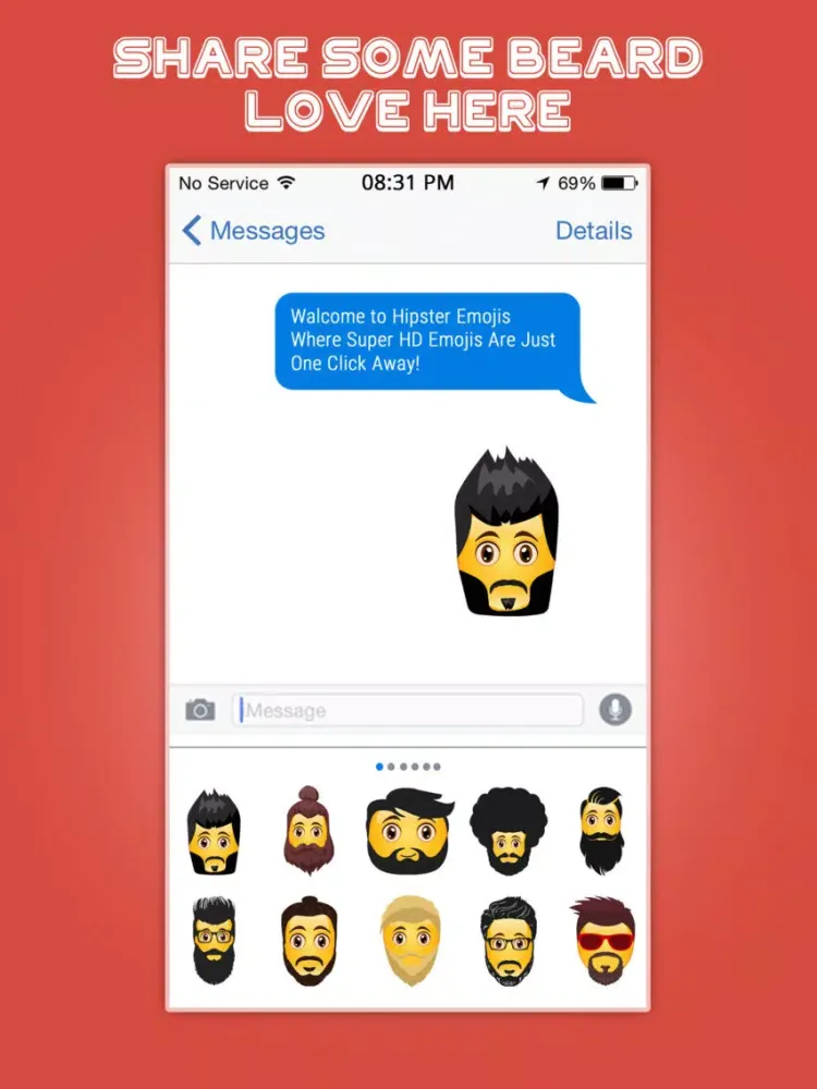 Tangkapan skrin Hipster Emojis – Sexy Mustache & Beard Emojis iPad 