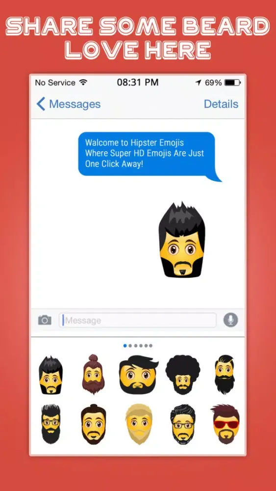 Tangkapan skrin Hipster Emojis – Sexy Mustache & Beard Emojis