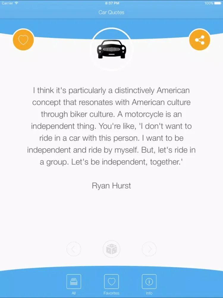 Car Quotes - Wise Words About Autos iPad 应用截图