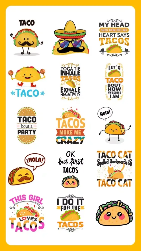 Funny Tacos Emojis & Emotes سکرین شاٹس