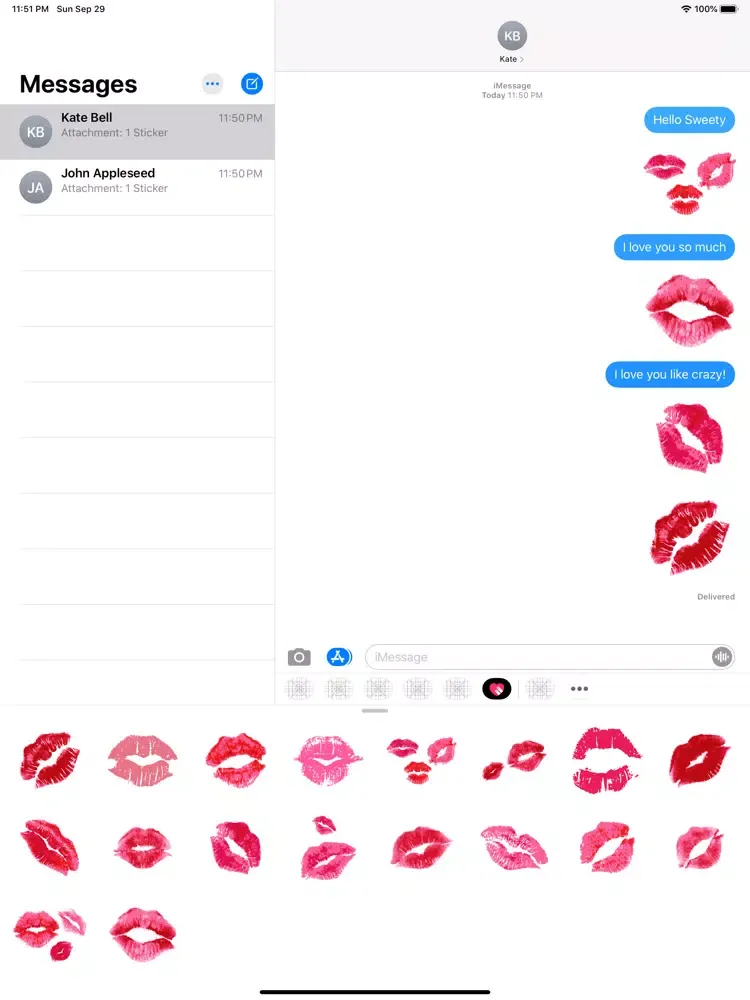 ภาพหน้าจอของ Naughty Lips Kiss Marks Emojis iPad 