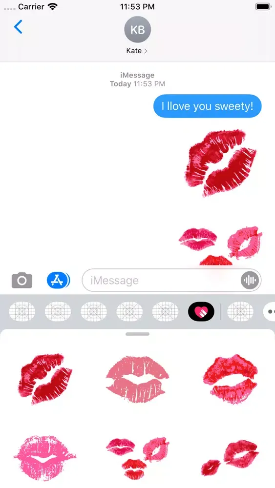 ภาพหน้าจอของ Naughty Lips Kiss Marks Emojis