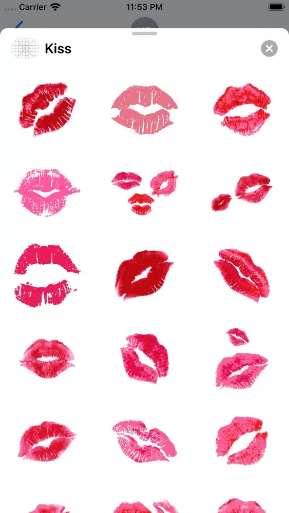 ภาพหน้าจอของ Naughty Lips Kiss Marks Emojis