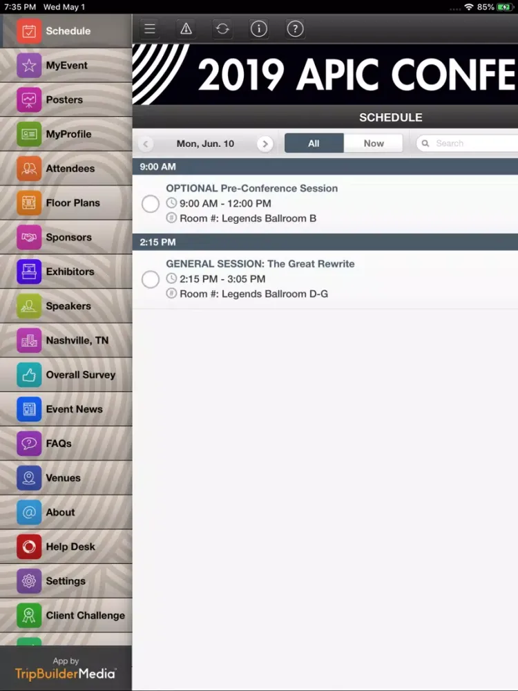 APIC 2019 Conference iPad  سکرین شاٹس
