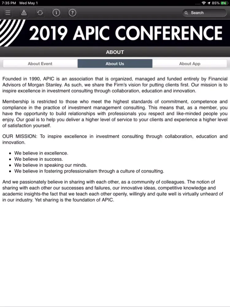 APIC 2019 Conference iPad  سکرین شاٹس