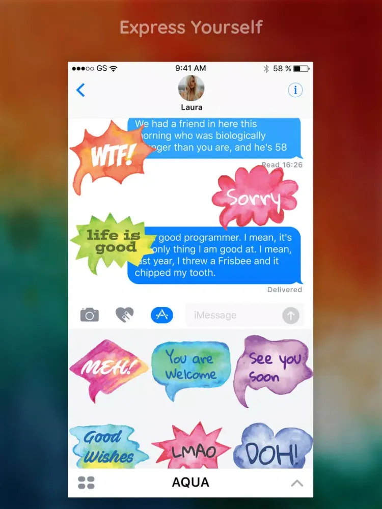 Watercolor Words Sticker Pack iPad 應用截圖