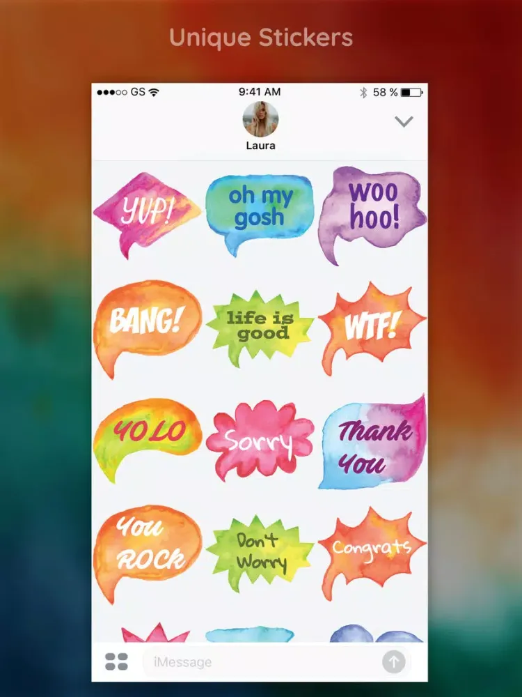 Watercolor Words Sticker Pack iPad 應用截圖