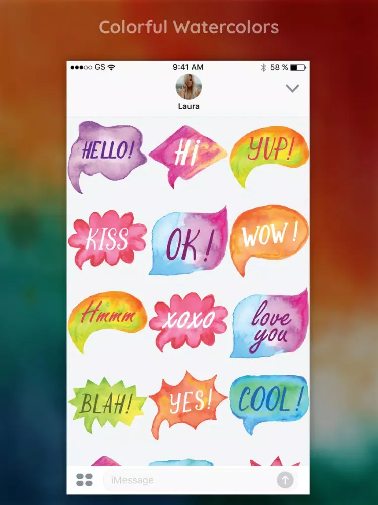 Watercolor Words Sticker Pack iPad 應用截圖
