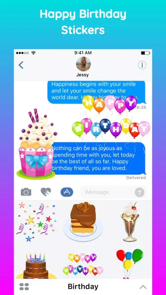Zrzuty ekranu Happy Birthday Sticker App Emo