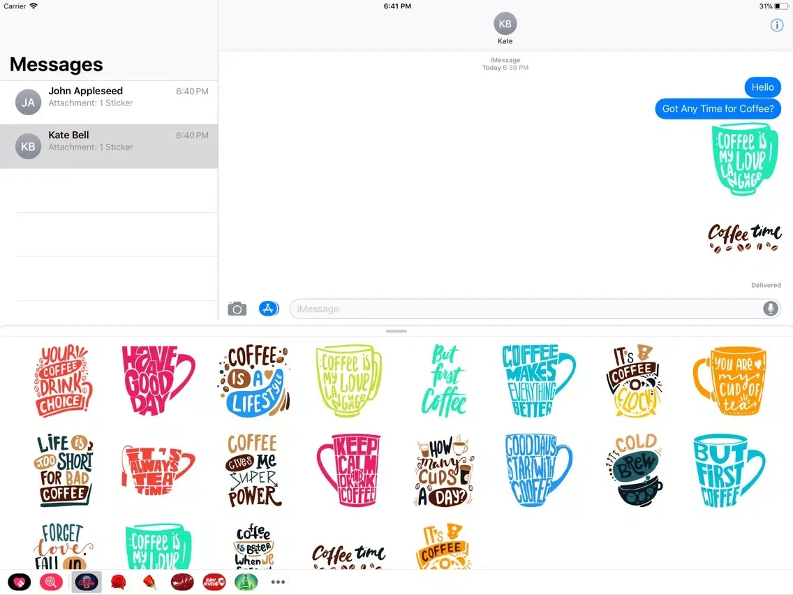 Captures d'écran de Coffee Moji Quotes Sticker App iPad 